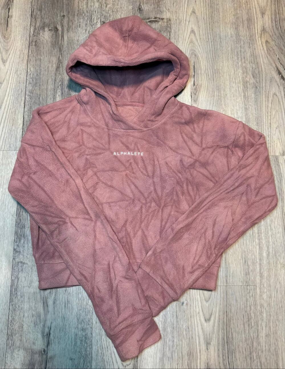 Alphalete Cropped Hoodie pink soft fleece size Small women's